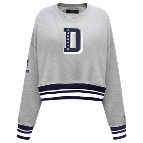 NFL DALLAS COWBOYS MASHUP WOMEN'S RIB CREWNECK (HEATHER GREY/MIDNIGHT NAVY)