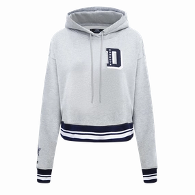 NFL DALLAS COWBOYS MASHUP WOMEN'S RIB CROPPED PULLOVER HOODIE (HEATHER GREY/MIDNIGHT NAVY)