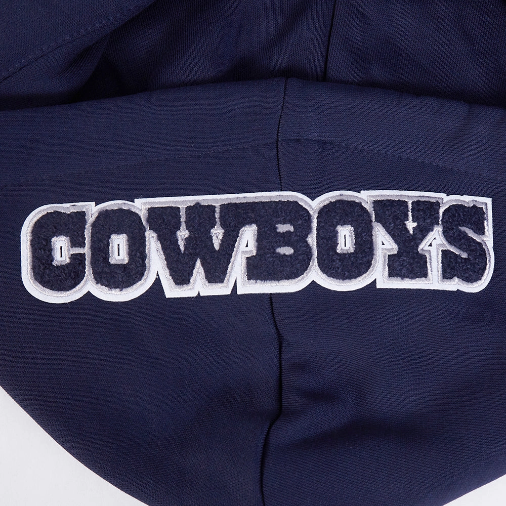 NFL DALLAS COWBOYS MASHUP WOMEN'S RIB CROPPED PULLOVER HOODIE (MIDNIGHT NAVY)
