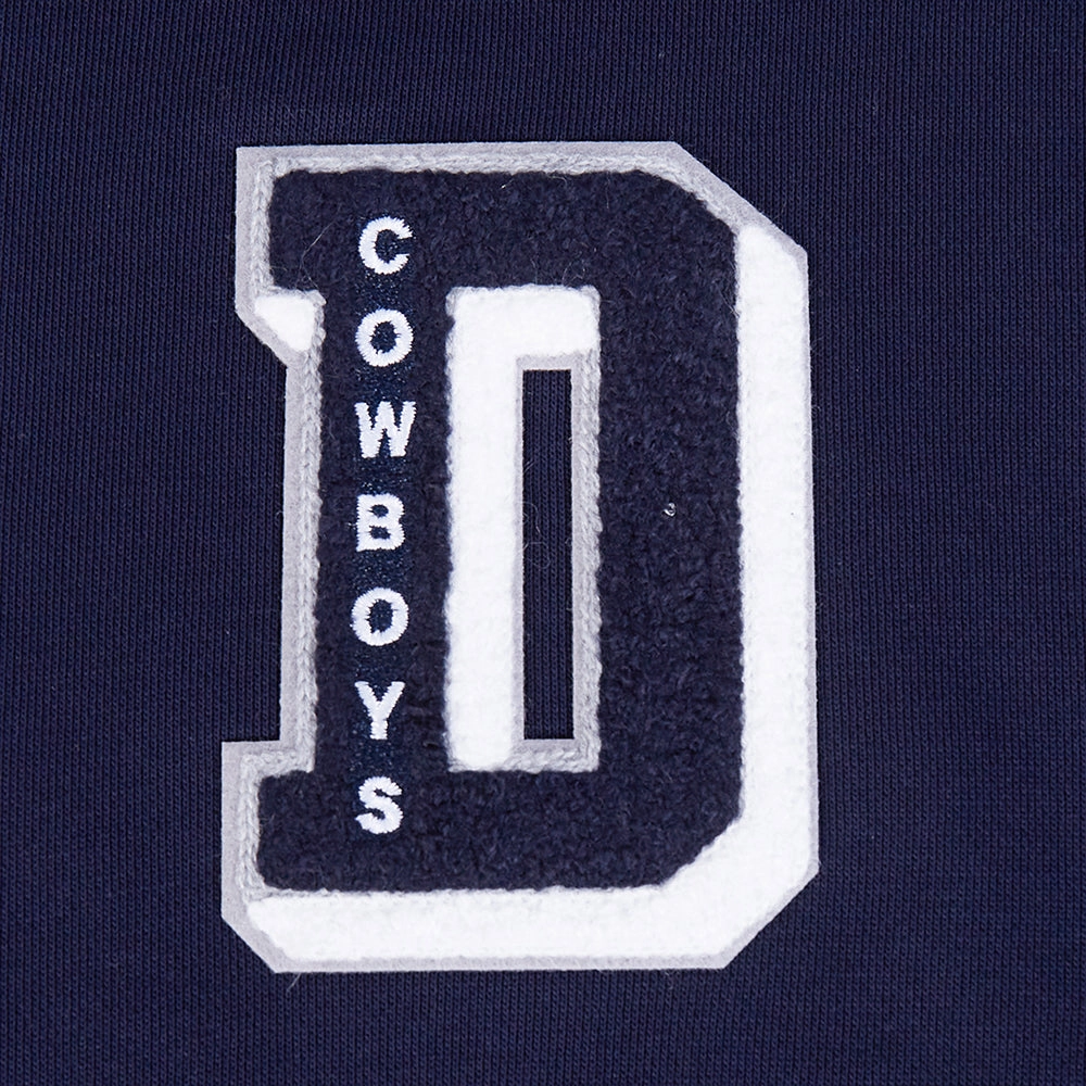 NFL DALLAS COWBOYS MASHUP WOMEN'S RIB CROPPED PULLOVER HOODIE (MIDNIGHT NAVY)
