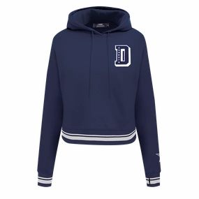 NFL DALLAS COWBOYS MASHUP WOMEN'S RIB CROPPED PULLOVER HOODIE (MIDNIGHT NAVY)