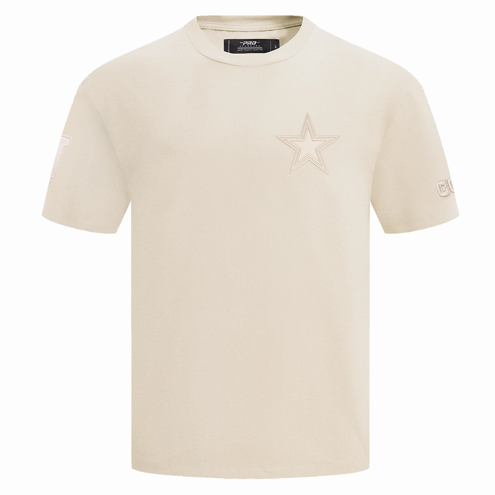 NFL DALLAS COWBOYS NEUTRAL COTTON JERSEY DROP SHOULDER TEE (EGGSHELL)