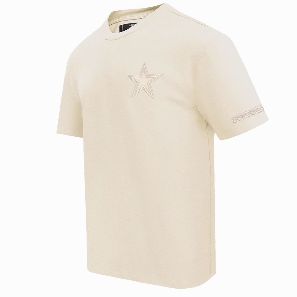 NFL DALLAS COWBOYS NEUTRAL COTTON JERSEY DROP SHOULDER TEE (EGGSHELL)