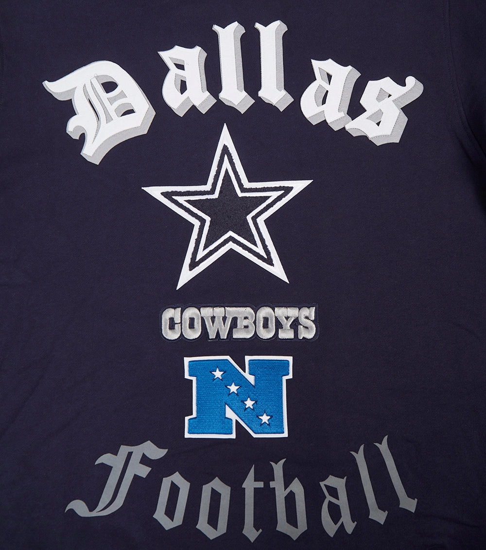 NFL DALLAS COWBOYS OLD ENGLISH MEN'S CREWNECK (MIDNIGHT NAVY)