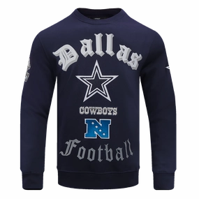 NFL DALLAS COWBOYS OLD ENGLISH MEN'S CREWNECK (MIDNIGHT NAVY)