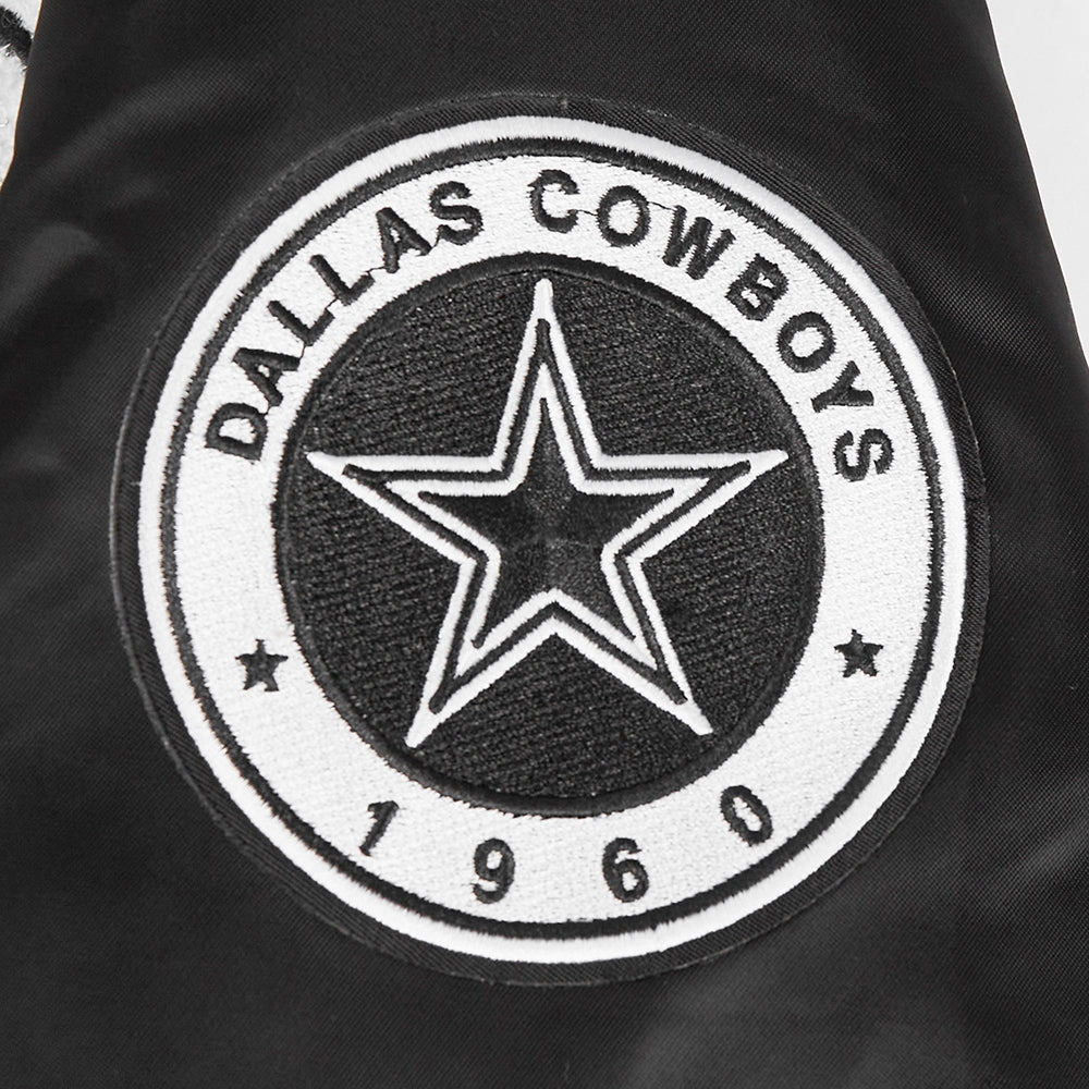 NFL DALLAS COWBOYS PEARLS WOMEN'S RIB SATIN JACKET (BLACK)