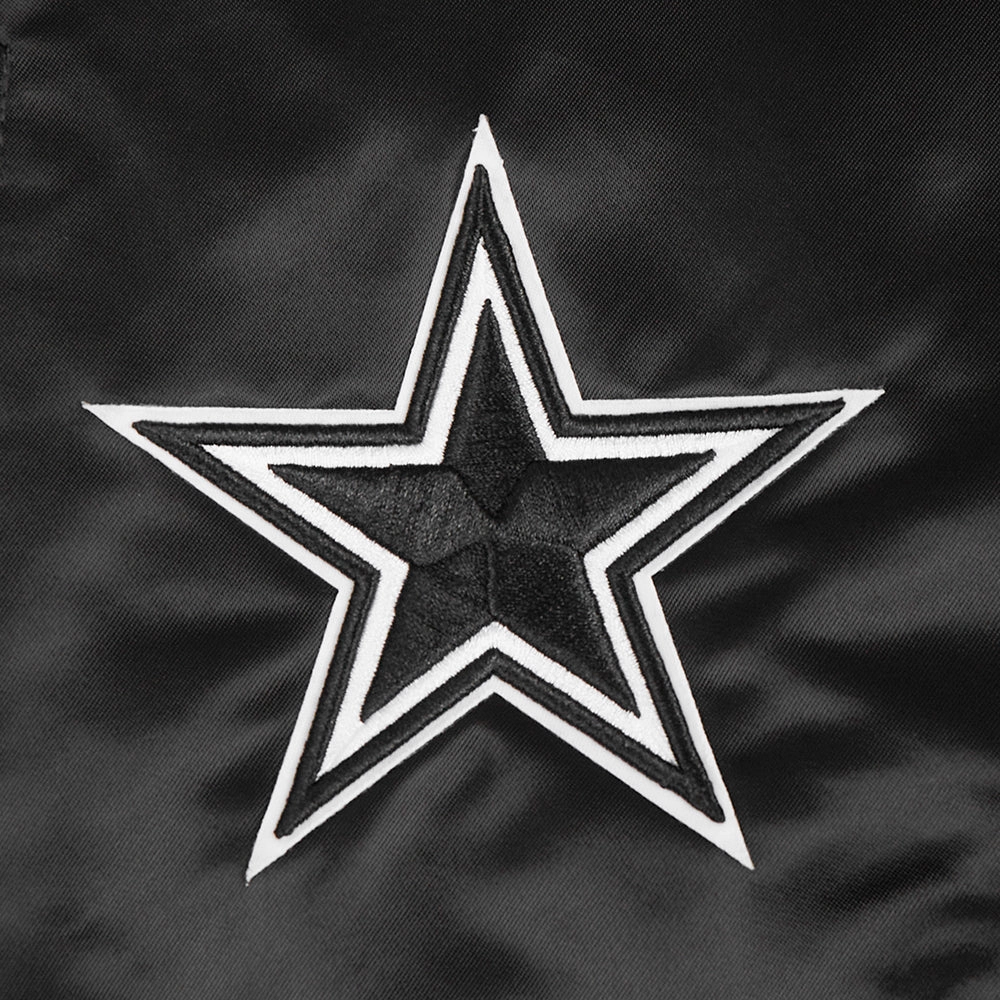 NFL DALLAS COWBOYS PEARLS WOMEN'S RIB SATIN JACKET (BLACK)