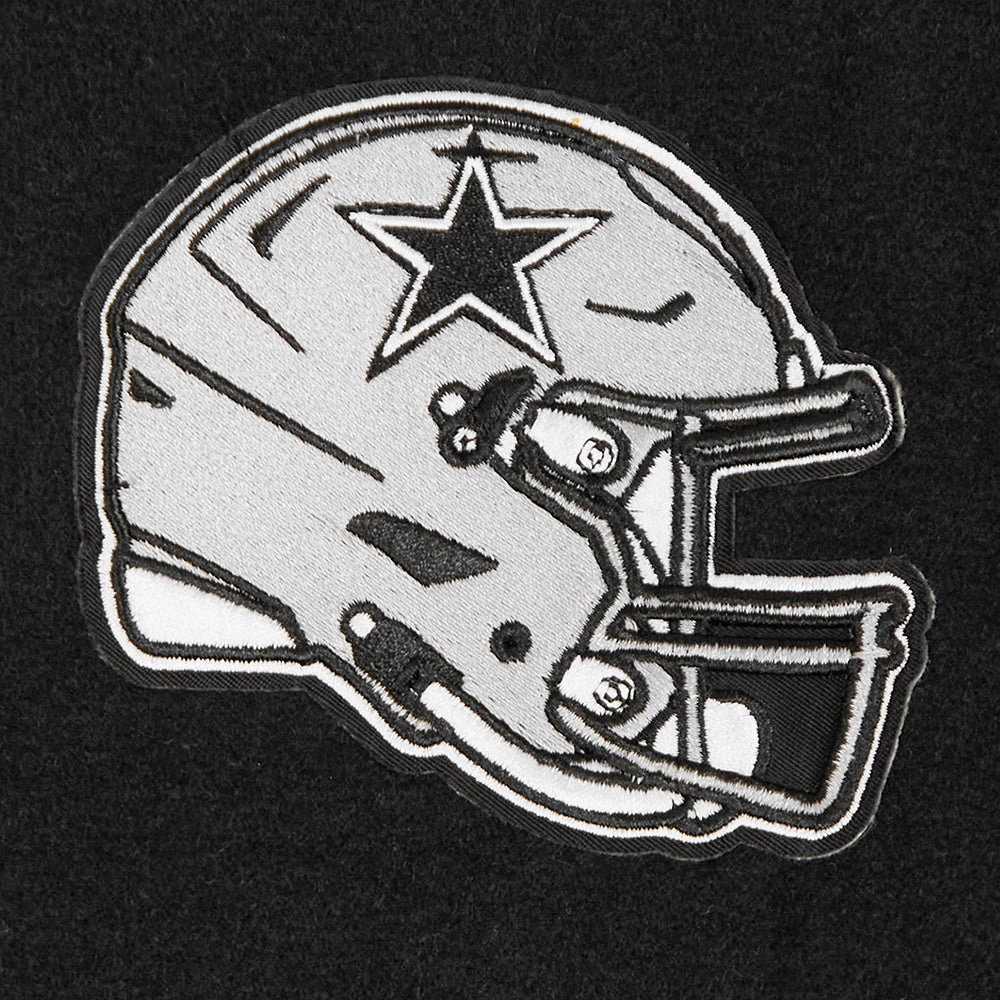NFL DALLAS COWBOYS PEARLS WOMEN'S RIB WOOL VARSITY JACKET (BLACK/WHITE)