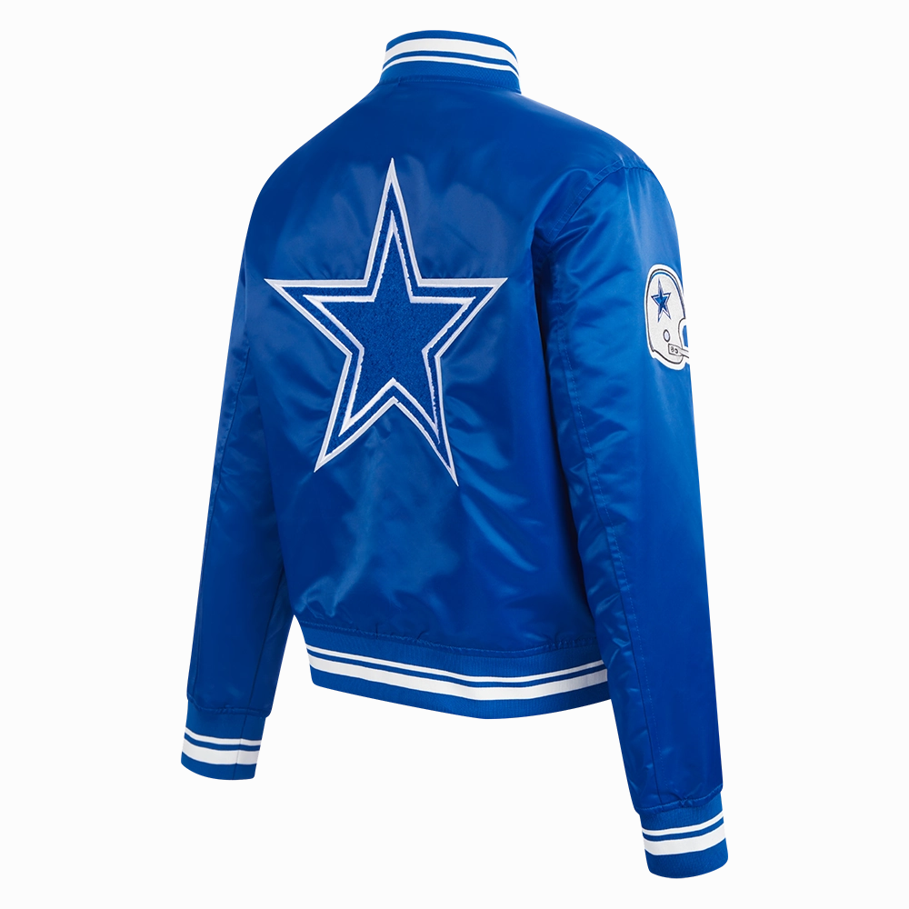 NFL DALLAS COWBOYS RETRO CLASSIC WOMEN'S RIB SATIN JACKET (DODGER BLUE)