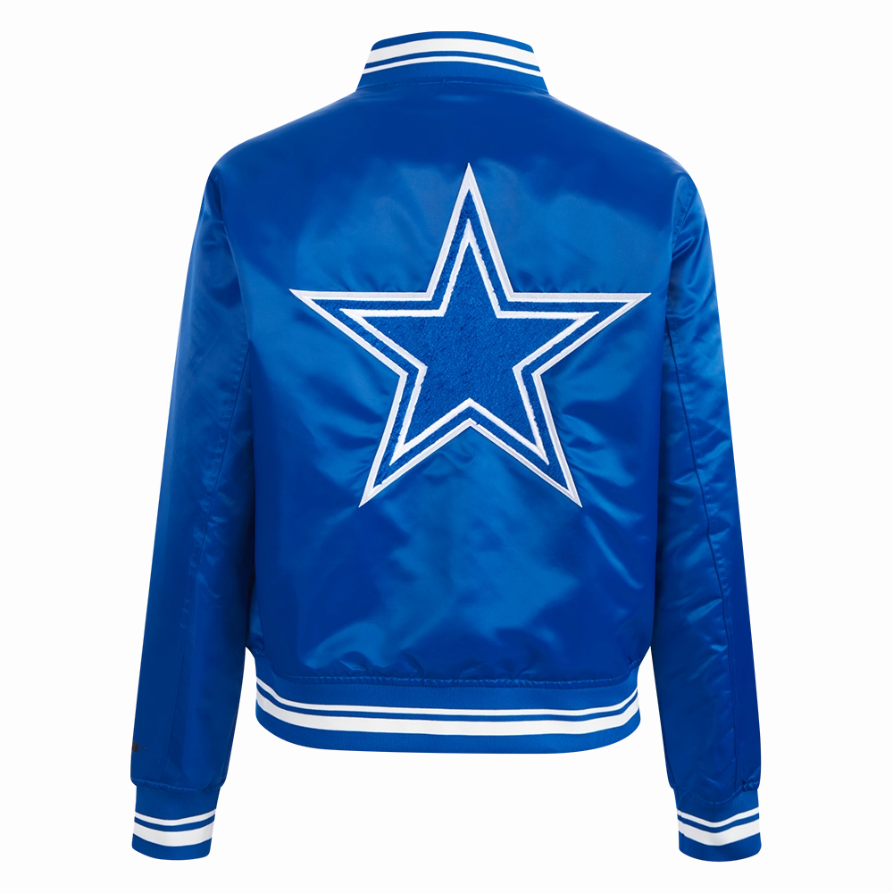 NFL DALLAS COWBOYS RETRO CLASSIC WOMEN'S RIB SATIN JACKET (DODGER BLUE)