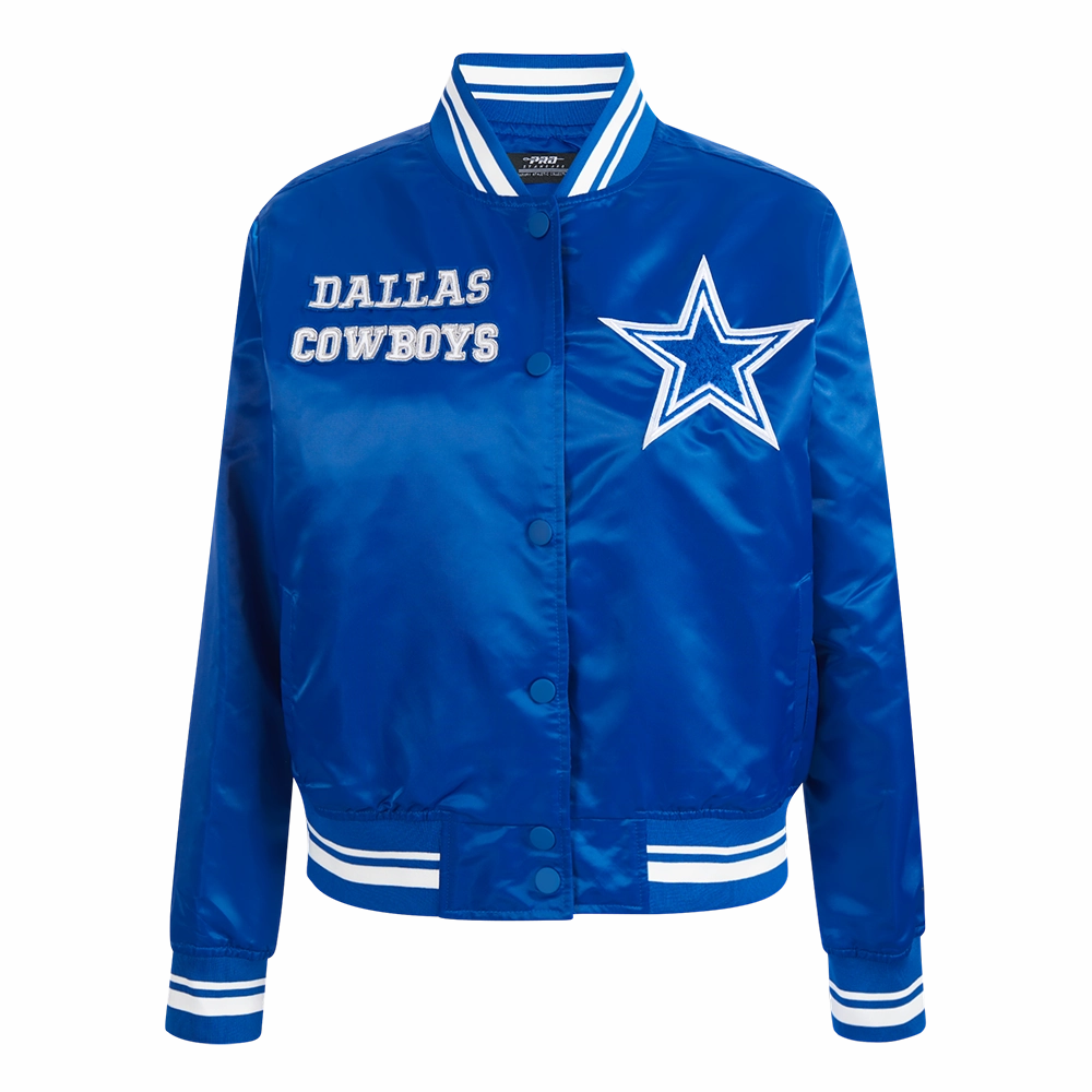 NFL DALLAS COWBOYS RETRO CLASSIC WOMEN'S RIB SATIN JACKET (DODGER BLUE)