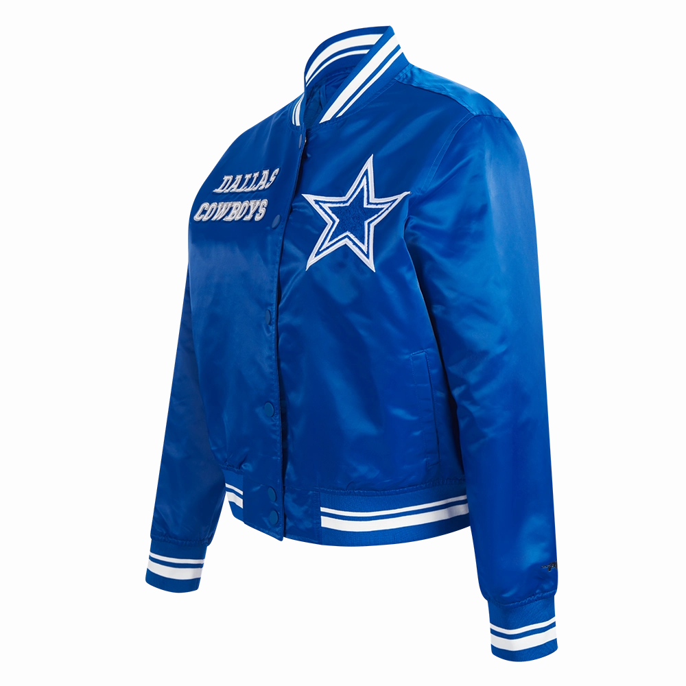 NFL DALLAS COWBOYS RETRO CLASSIC WOMEN'S RIB SATIN JACKET (DODGER BLUE)