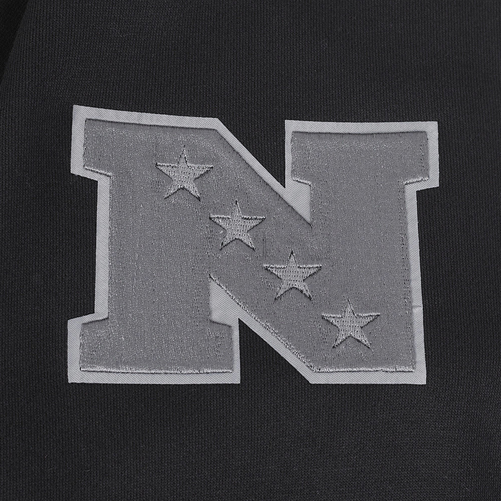 NFL DALLAS COWBOYS REVERSE FRENCH TERRY MEN'S DROP SHOULDER FLEECE PULLOVER HOODIE (BLACK)