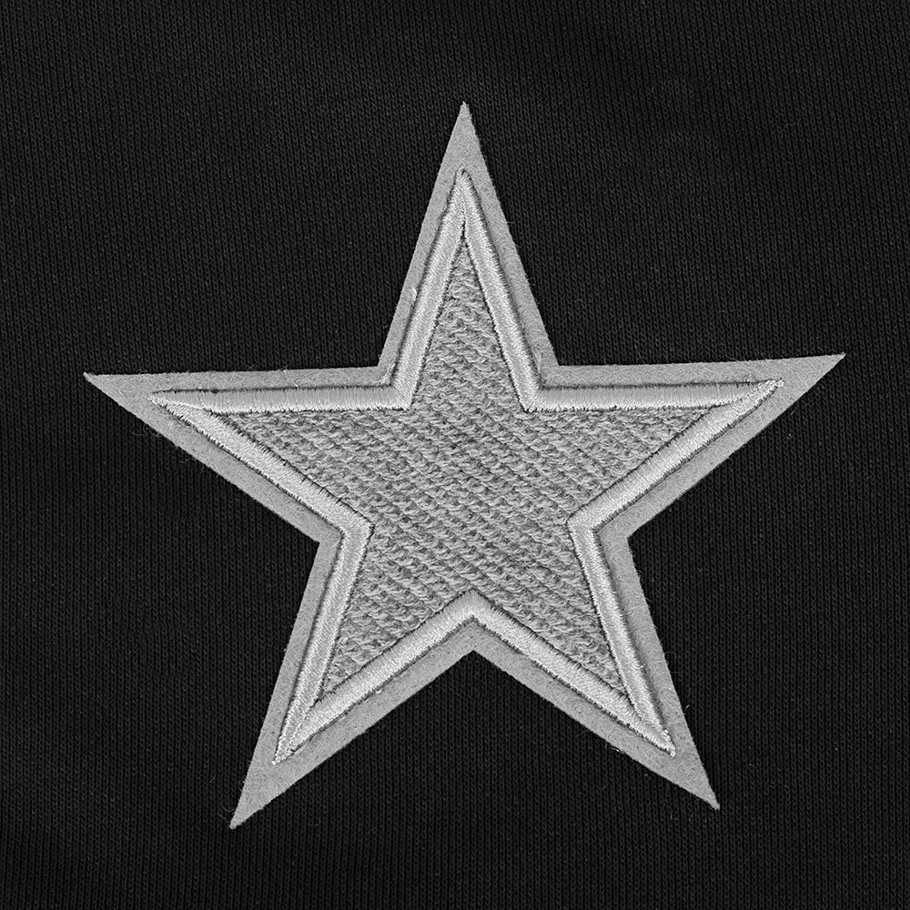 NFL DALLAS COWBOYS REVERSE FRENCH TERRY WOMEN'S COLOR BLOCK FLEECE FULL ZIP HOODIE (BLACK/GRAY/EGGSHELL)