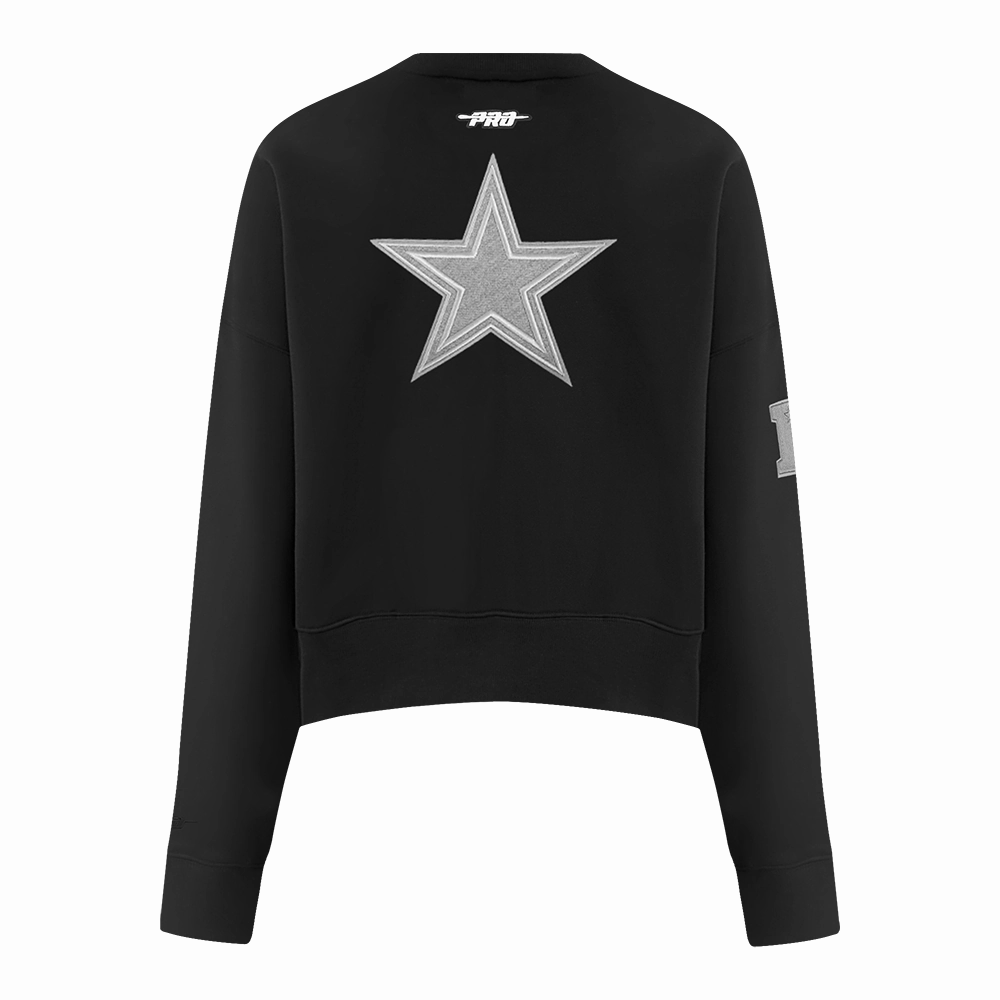 NFL DALLAS COWBOYS REVERSE FRENCH TERRY WOMEN'S FLEECE CREWNECK (BLACK)