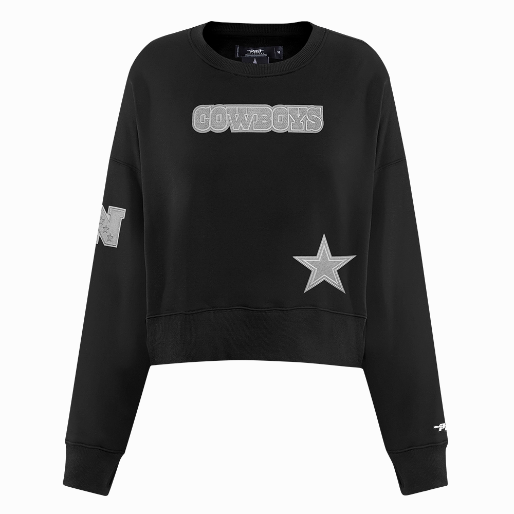 NFL DALLAS COWBOYS REVERSE FRENCH TERRY WOMEN'S FLEECE CREWNECK (BLACK)