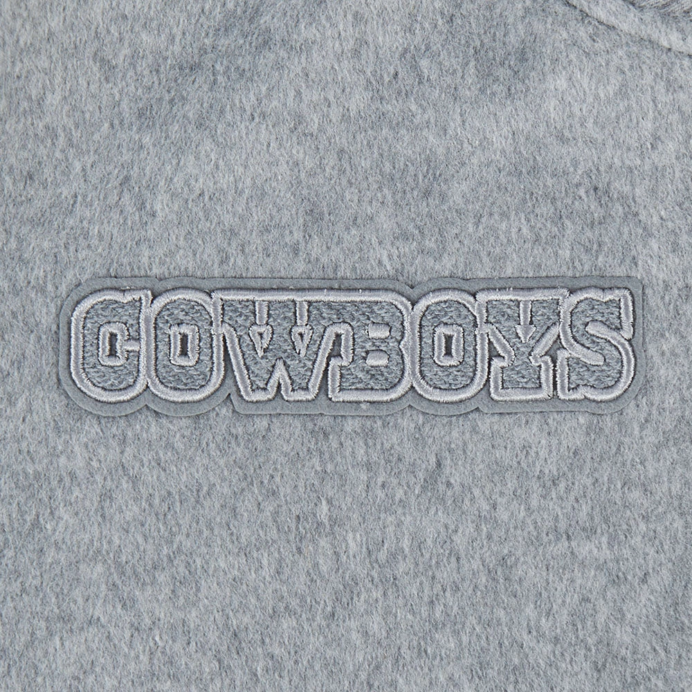NFL DALLAS COWBOYS REVERSE FRENCH TERRY WOMEN'S WOOL VARSITY JACKET (BLACK/GRAY/EGGSHELL)