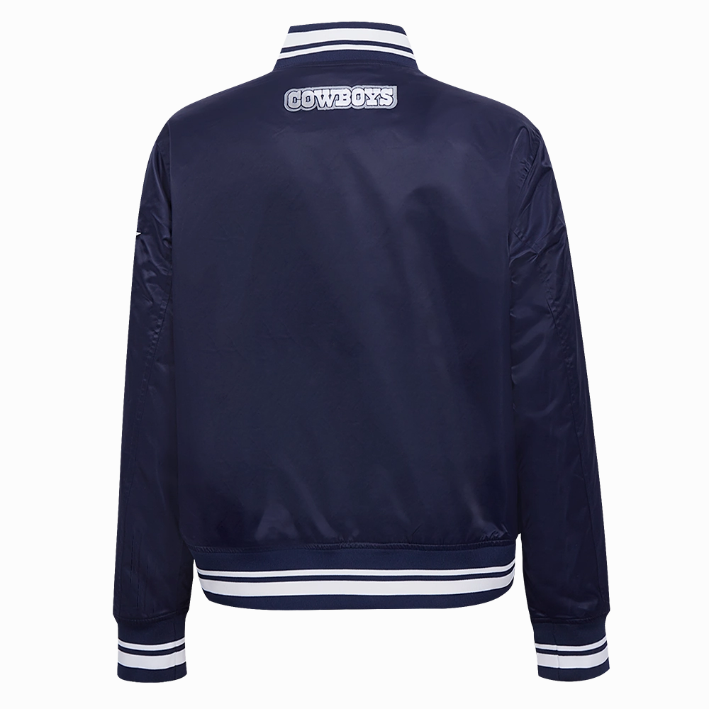 NFL DALLAS COWBOYS SCRIPT TAIL WOMEN'S SATIN JACKET (MIDNIGHT NAVY)