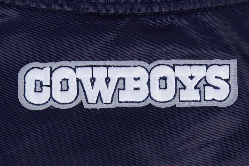 NFL DALLAS COWBOYS SCRIPT TAIL WOMEN'S SATIN JACKET (MIDNIGHT NAVY)
