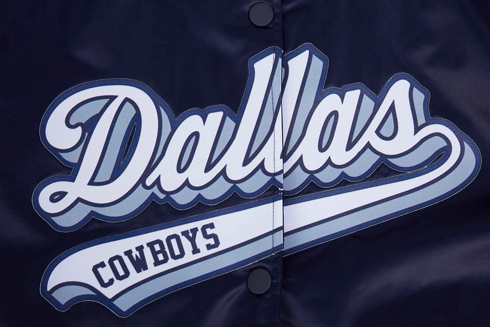 NFL DALLAS COWBOYS SCRIPT TAIL WOMEN'S SATIN JACKET (MIDNIGHT NAVY)