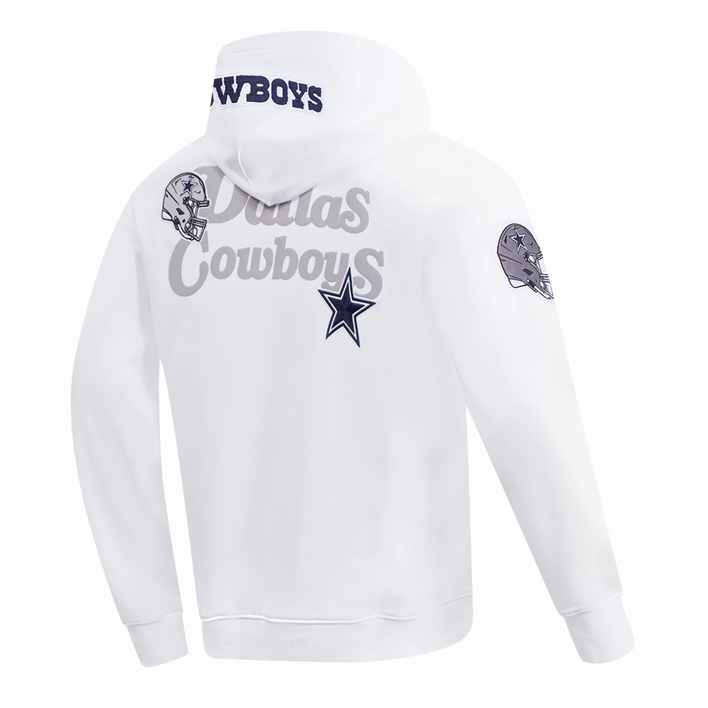 NFL DALLAS COWBOYS SOUVENIR MEN'S FLEECE PULLOVER HOODIE (WHITE)