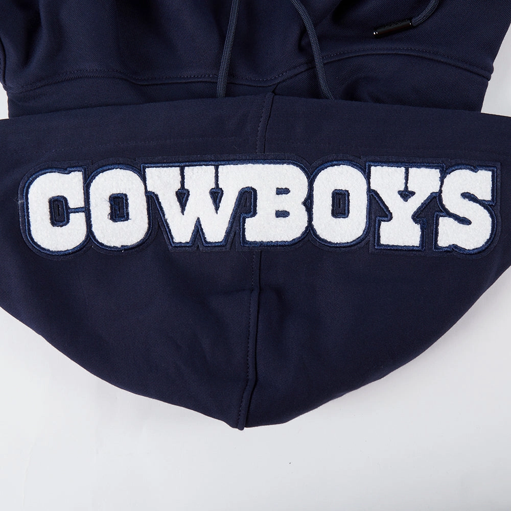 NFL DALLAS COWBOYS TEAM PENNANTS MEN'S RIB FLEECE PULLOVER HOODIE (MIDNIGHT NAVY)