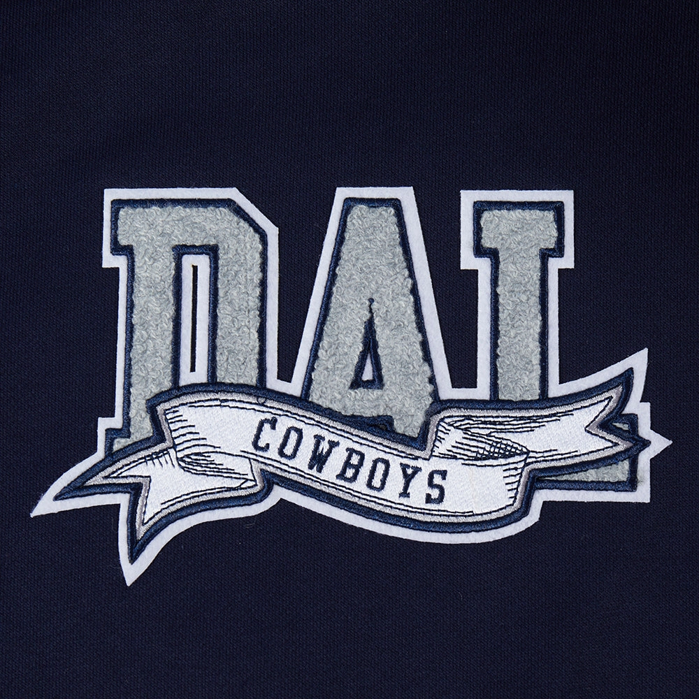 NFL DALLAS COWBOYS TEAM PENNANTS MEN'S RIB FLEECE PULLOVER HOODIE (MIDNIGHT NAVY)