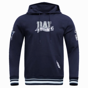 NFL DALLAS COWBOYS TEAM PENNANTS MEN'S RIB FLEECE PULLOVER HOODIE (MIDNIGHT NAVY)
