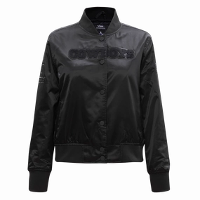 NFL DALLAS COWBOYS TRIPLE BLACK WOMEN'S SATIN JACKET (TRIPLE BLACK WOMEN'S)