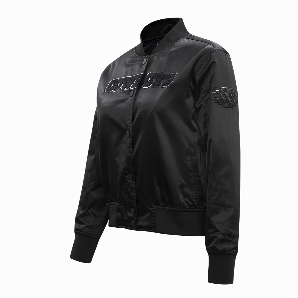 NFL DALLAS COWBOYS TRIPLE BLACK WOMEN'S SATIN JACKET (TRIPLE BLACK WOMEN'S)