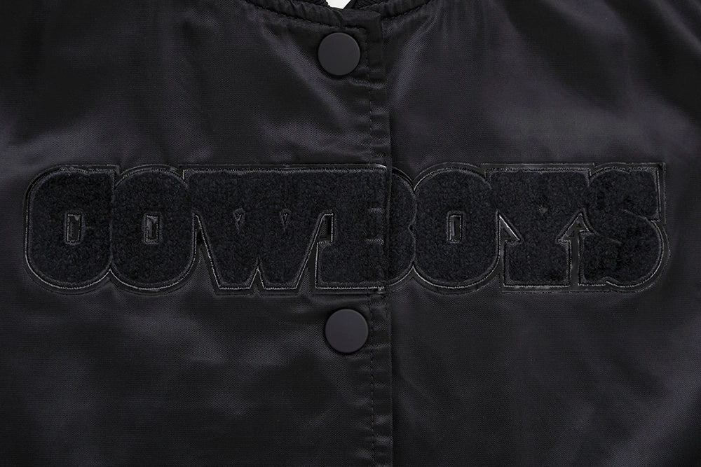 NFL DALLAS COWBOYS TRIPLE BLACK WOMEN'S SATIN JACKET (TRIPLE BLACK WOMEN'S)