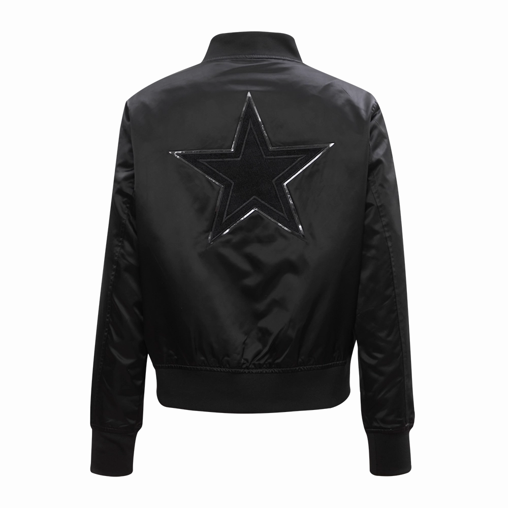 NFL DALLAS COWBOYS TRIPLE BLACK WOMEN'S SATIN JACKET (TRIPLE BLACK WOMEN'S)