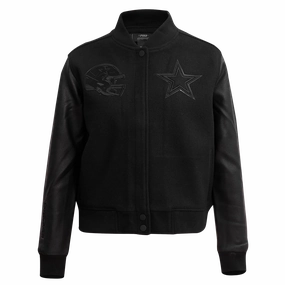 NFL DALLAS COWBOYS TRIPLE BLACK WOOL WOMEN'S VARSITY JACKET (TRIPLE BLACK)