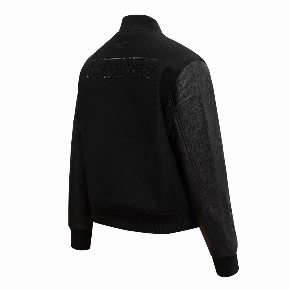 NFL DALLAS COWBOYS TRIPLE BLACK WOOL WOMEN'S VARSITY JACKET (TRIPLE BLACK)