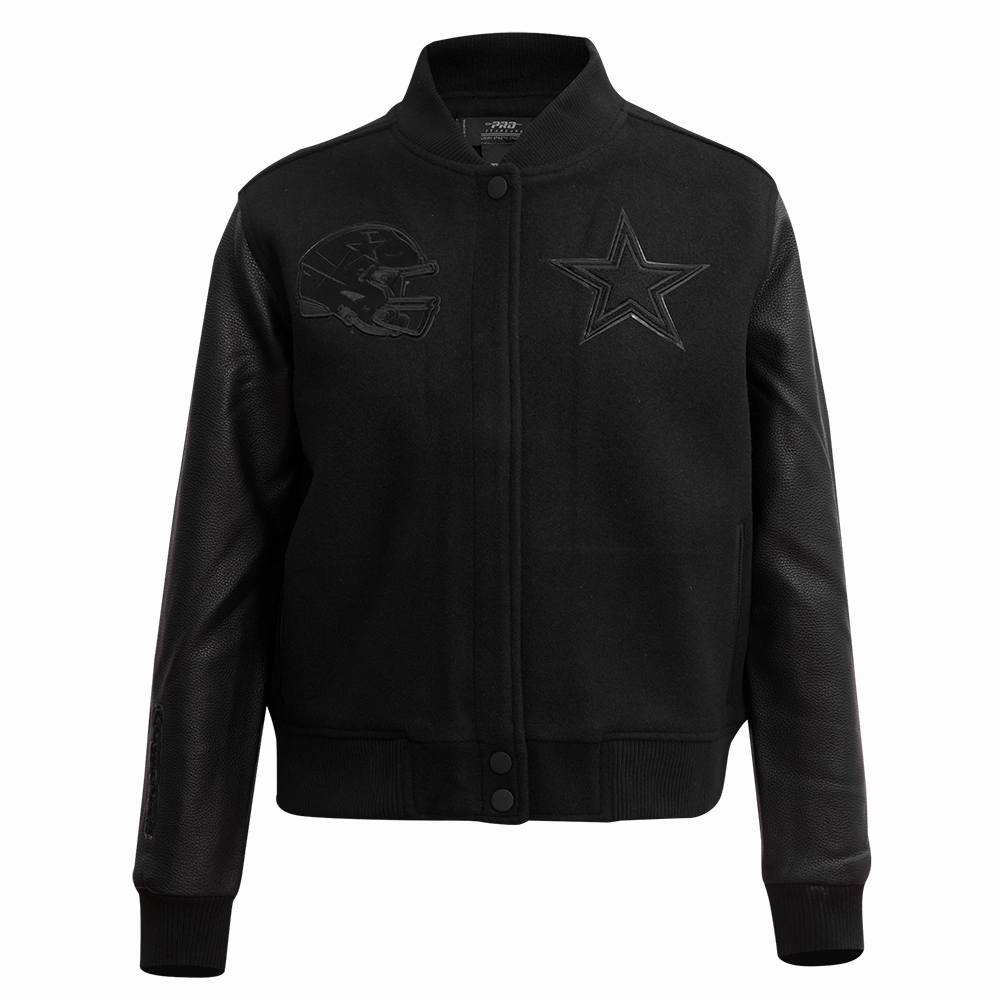 NFL DALLAS COWBOYS TRIPLE BLACK WOOL WOMEN'S VARSITY JACKET (TRIPLE BLACK)