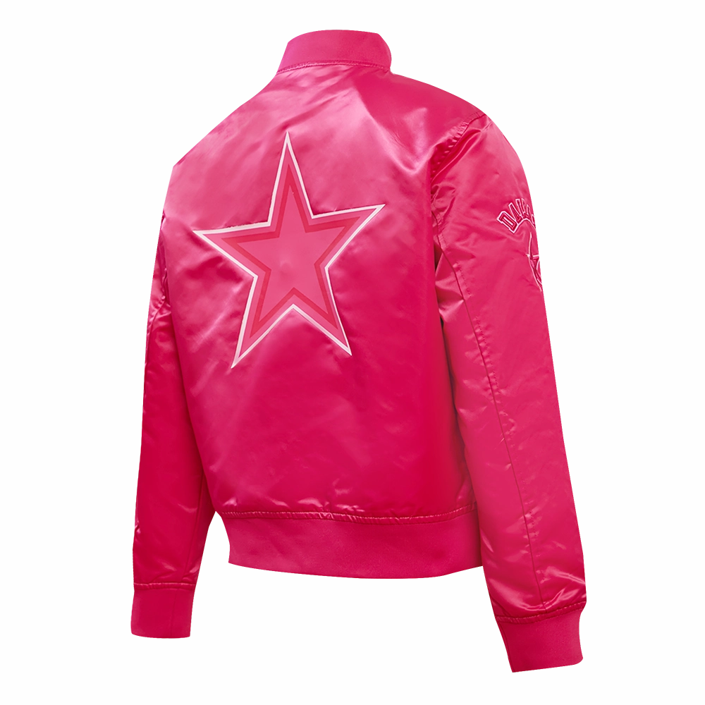 NFL DALLAS COWBOYS TRIPLE PINK WOMEN'S SATIN JACKET (BEETROOT PURPLE)