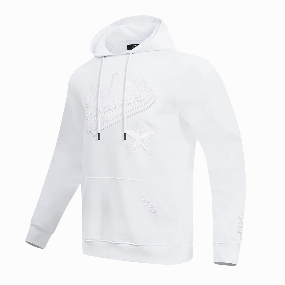 NFL DALLAS COWBOYS WHITE OUT MEN'S DOUBLE KNIT PULLOVER HOODIE (WHITE)