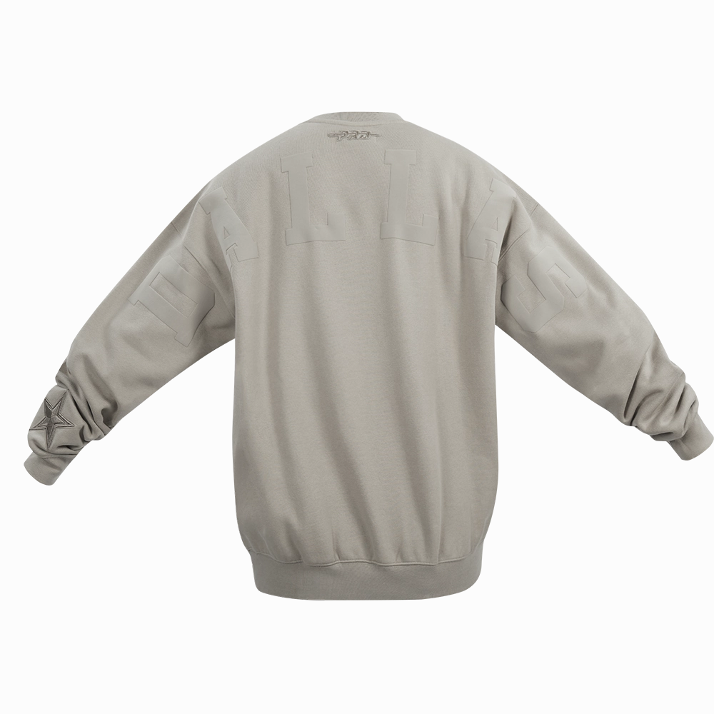 NFL DALLAS COWBOYS WINGSPAN MEN'S DROP SHOULDER FLEECE CREWNECK (TAUPE)