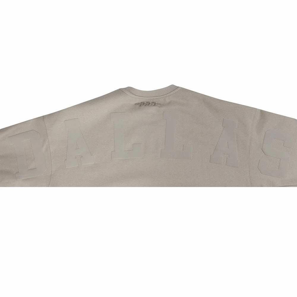 NFL DALLAS COWBOYS WINGSPAN MEN'S DROP SHOULDER FLEECE CREWNECK (TAUPE)