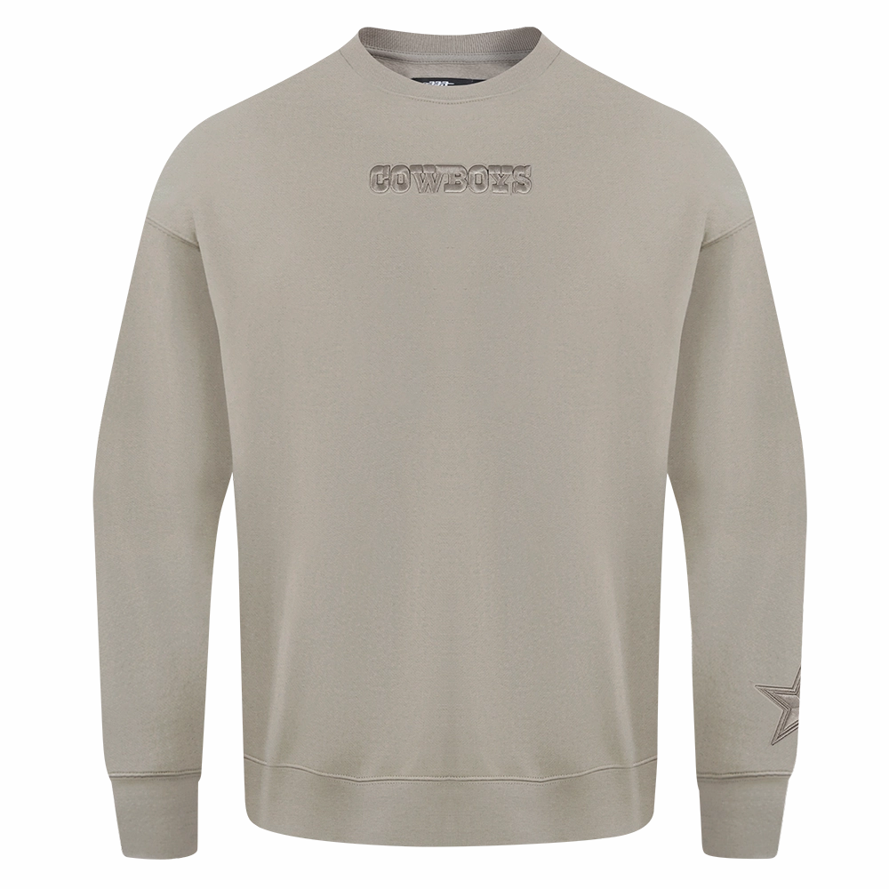 NFL DALLAS COWBOYS WINGSPAN MEN'S DROP SHOULDER FLEECE CREWNECK (TAUPE)