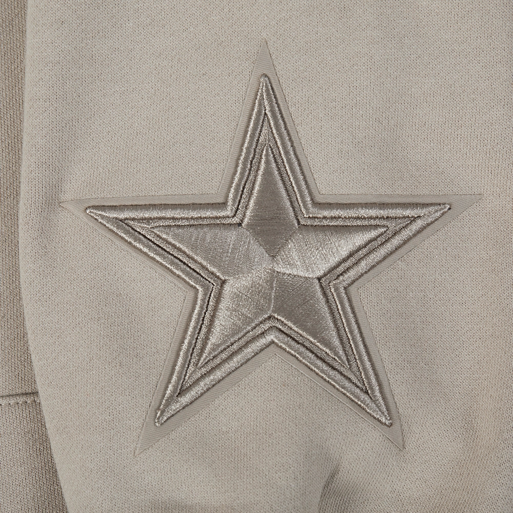 NFL DALLAS COWBOYS WINGSPAN MEN'S DROP SHOULDER FLEECE PULLOVER HOODIE (TAUPE)
