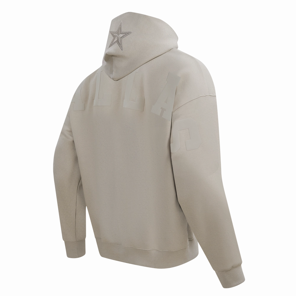 NFL DALLAS COWBOYS WINGSPAN MEN'S DROP SHOULDER FLEECE PULLOVER HOODIE (TAUPE)