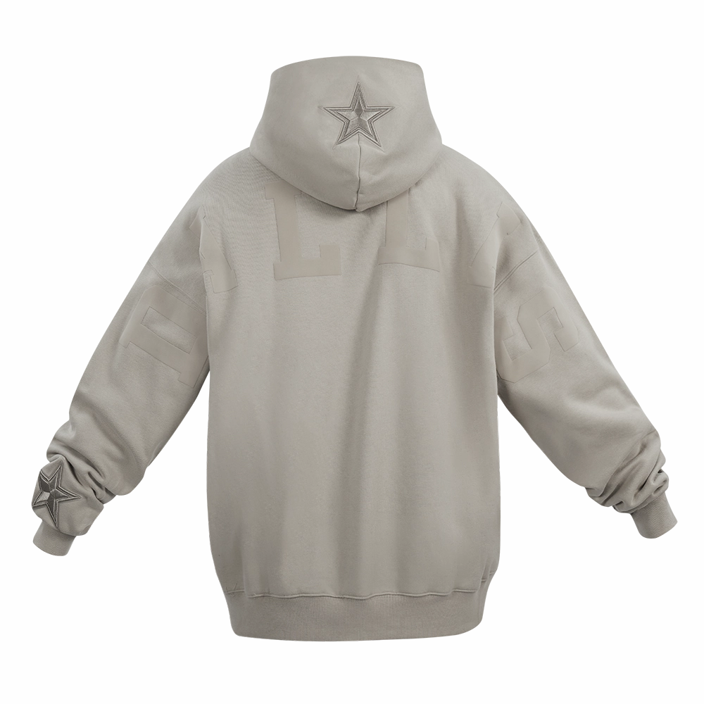 NFL DALLAS COWBOYS WINGSPAN MEN'S DROP SHOULDER FLEECE PULLOVER HOODIE (TAUPE)