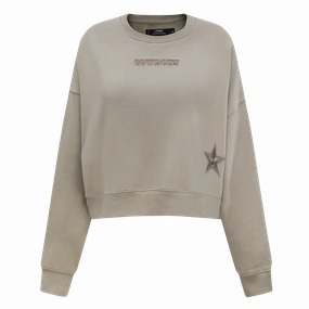 NFL DALLAS COWBOYS WINGSPAN WOMEN'S FLEECE CREWNECK (TAUPE)