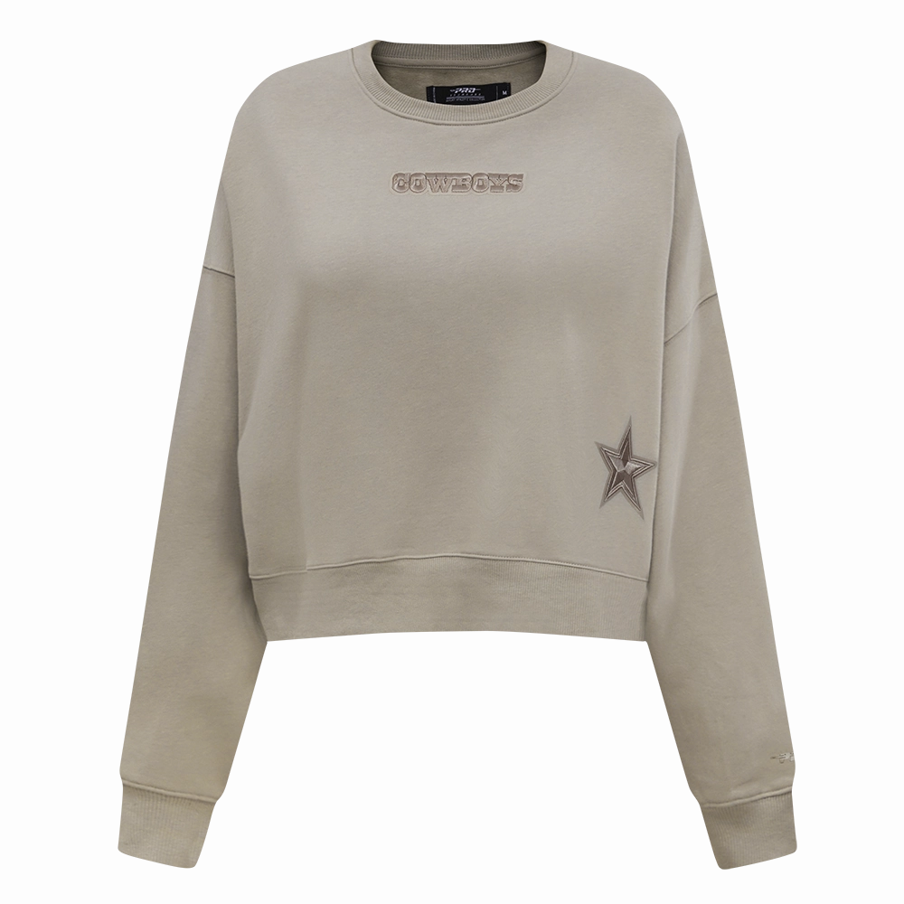 NFL DALLAS COWBOYS WINGSPAN WOMEN'S FLEECE CREWNECK (TAUPE)