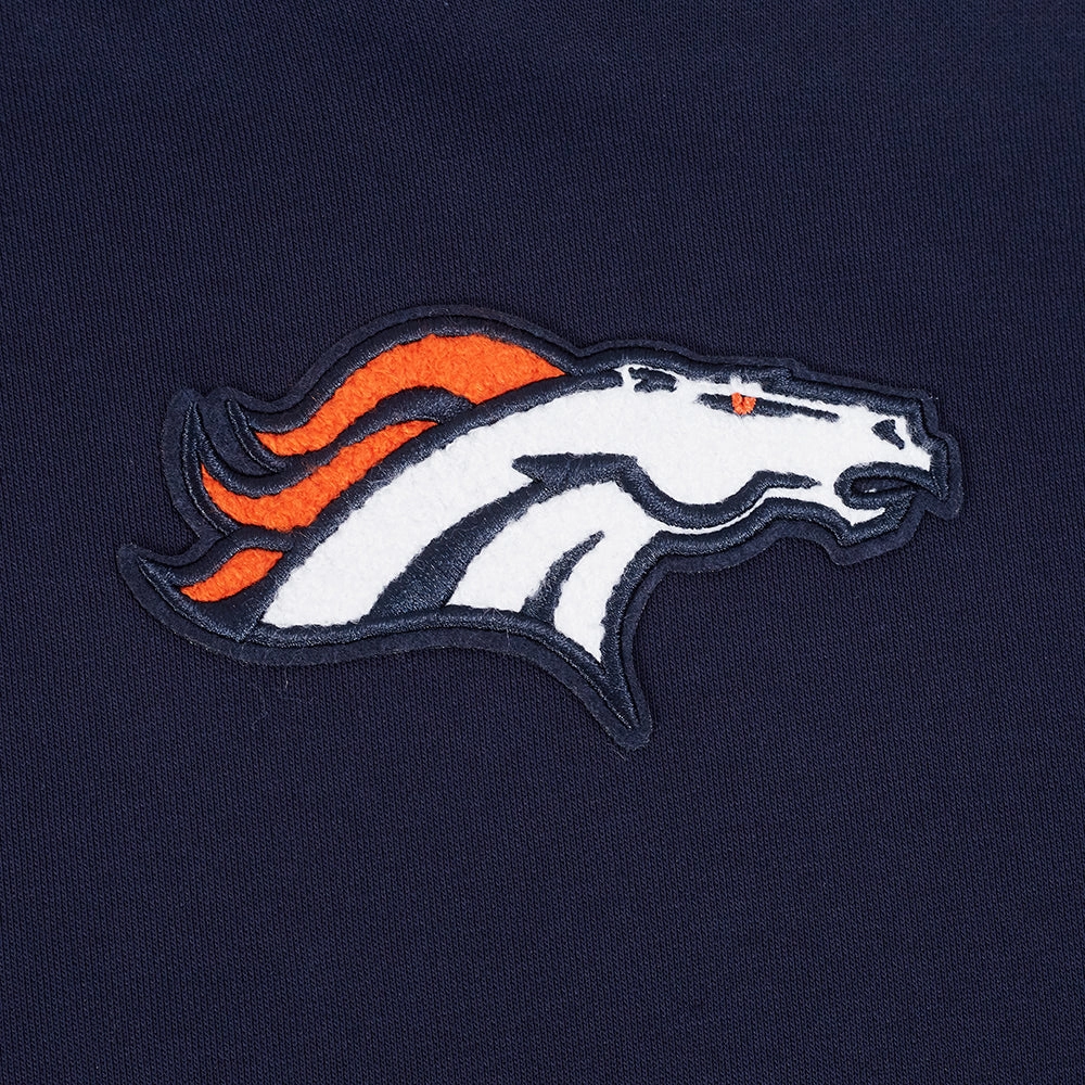 NFL DENVER BRONCOS CLASSIC WOMEN'S FLEECE CROPPED PULLOVER HOODIE (MIDNIGHT NAVY)