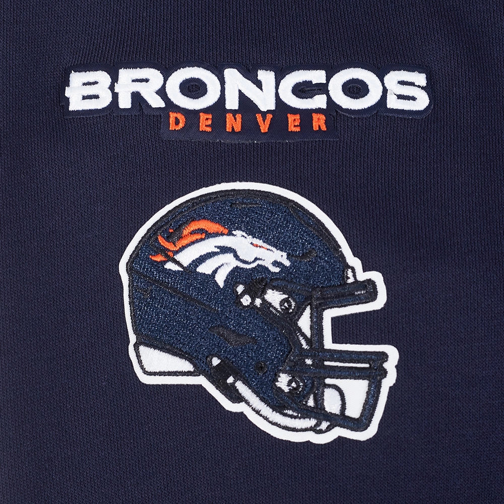 NFL DENVER BRONCOS CLASSIC WOMEN'S FLEECE CROPPED PULLOVER HOODIE (MIDNIGHT NAVY)