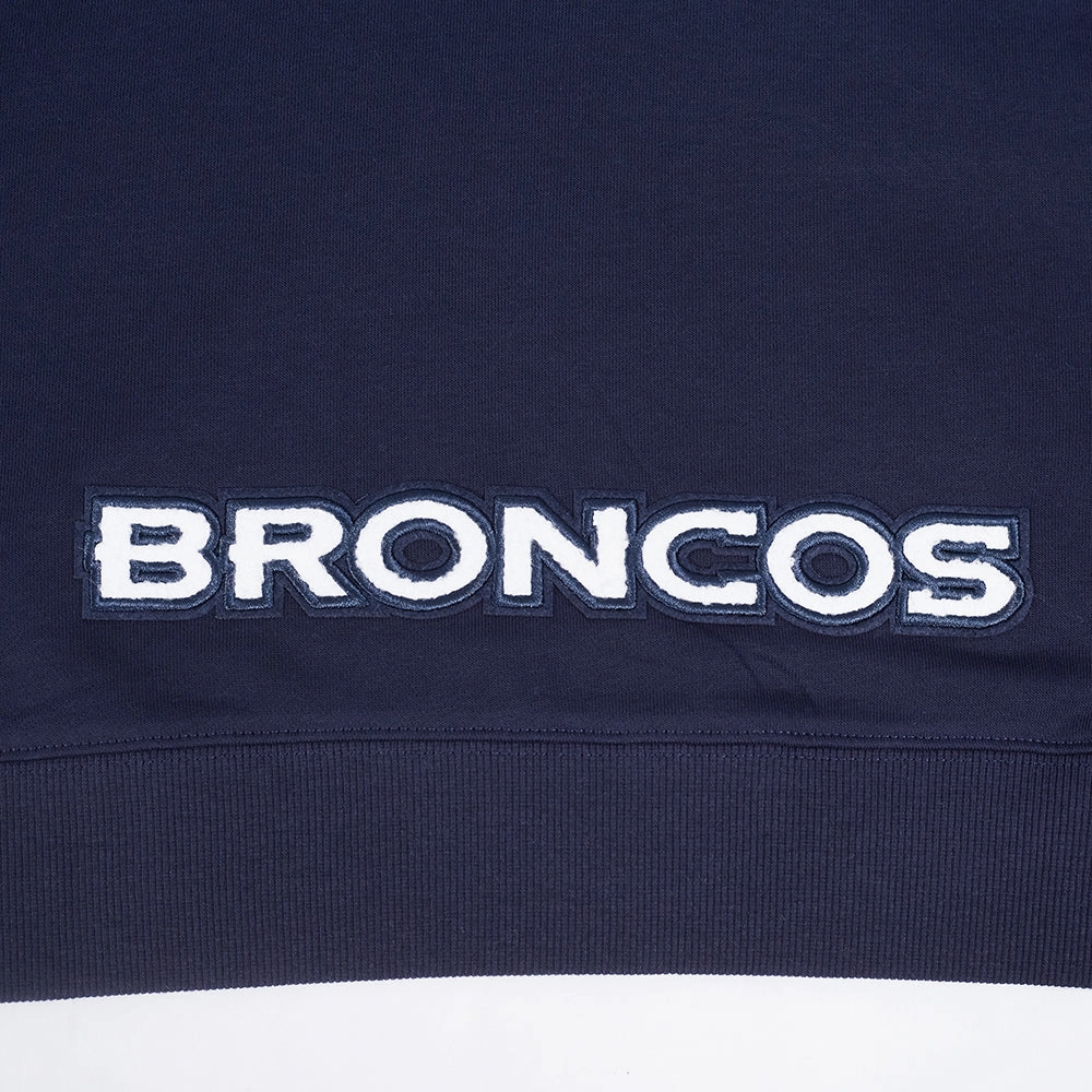 NFL DENVER BRONCOS CLASSIC WOMEN'S FLEECE CROPPED PULLOVER HOODIE (MIDNIGHT NAVY)