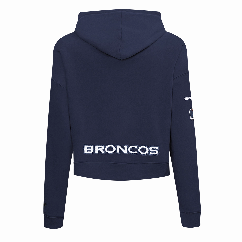 NFL DENVER BRONCOS CLASSIC WOMEN'S FLEECE CROPPED PULLOVER HOODIE (MIDNIGHT NAVY)