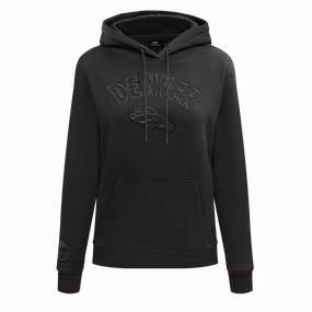 NFL DENVER BRONCOS TRIPLE BLACK WOMEN'S FLEECE PULLOVER HOODIE (TRIPLE BLACK WOMEN'S)